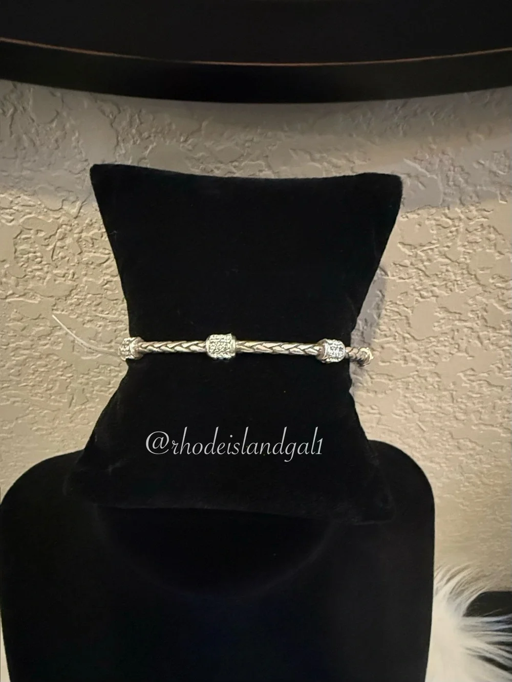 🤩🆕 Brighton Meridian Silver Braided Bracelet with paved Bead Charms NWT